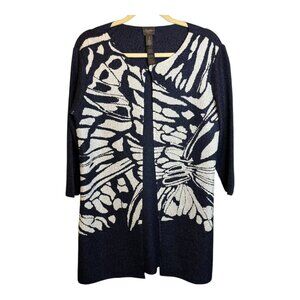 Chico's Cardigan Women's Size Medium Floral Travelers Blue White Chico's 1